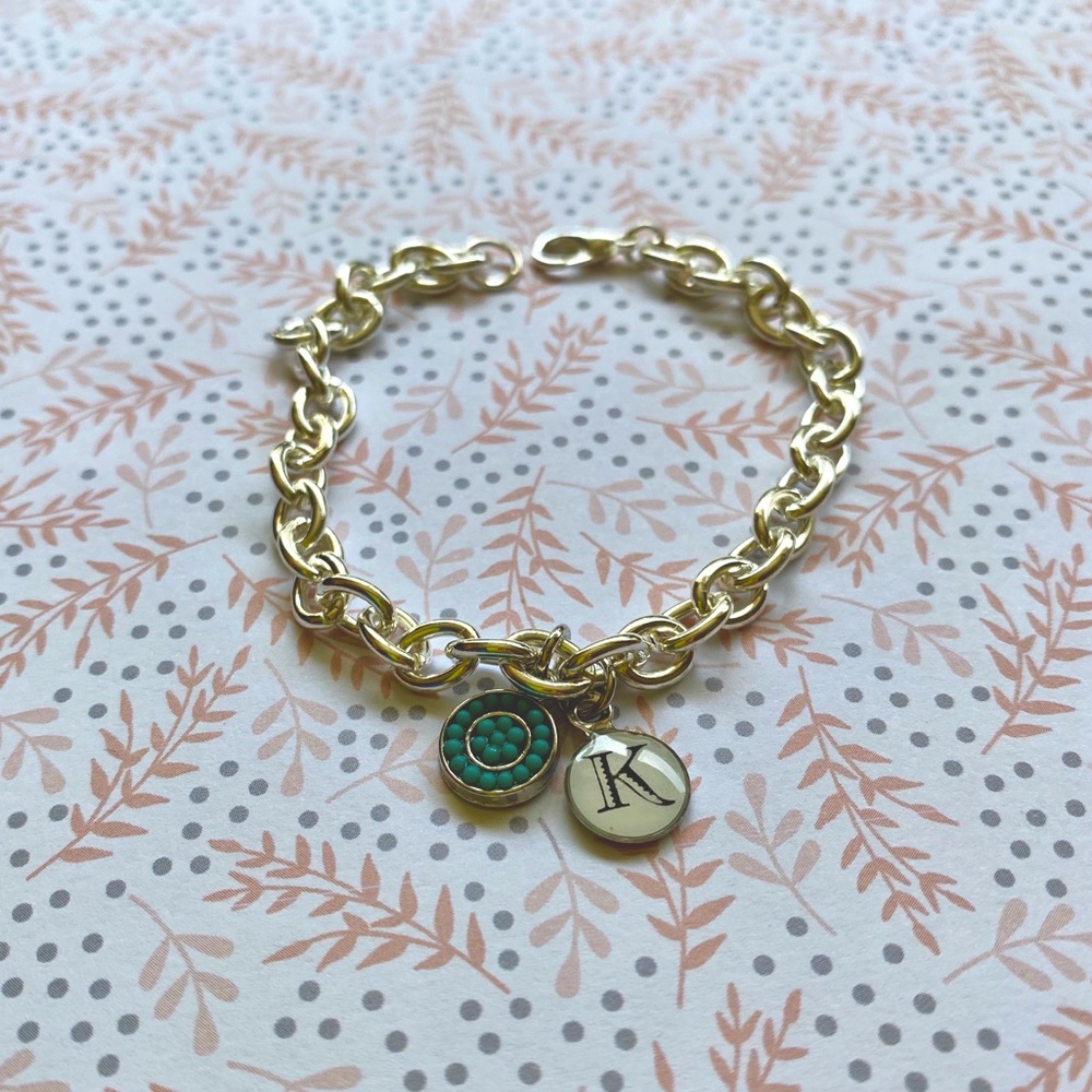Initial and Bead Charms Bracelet